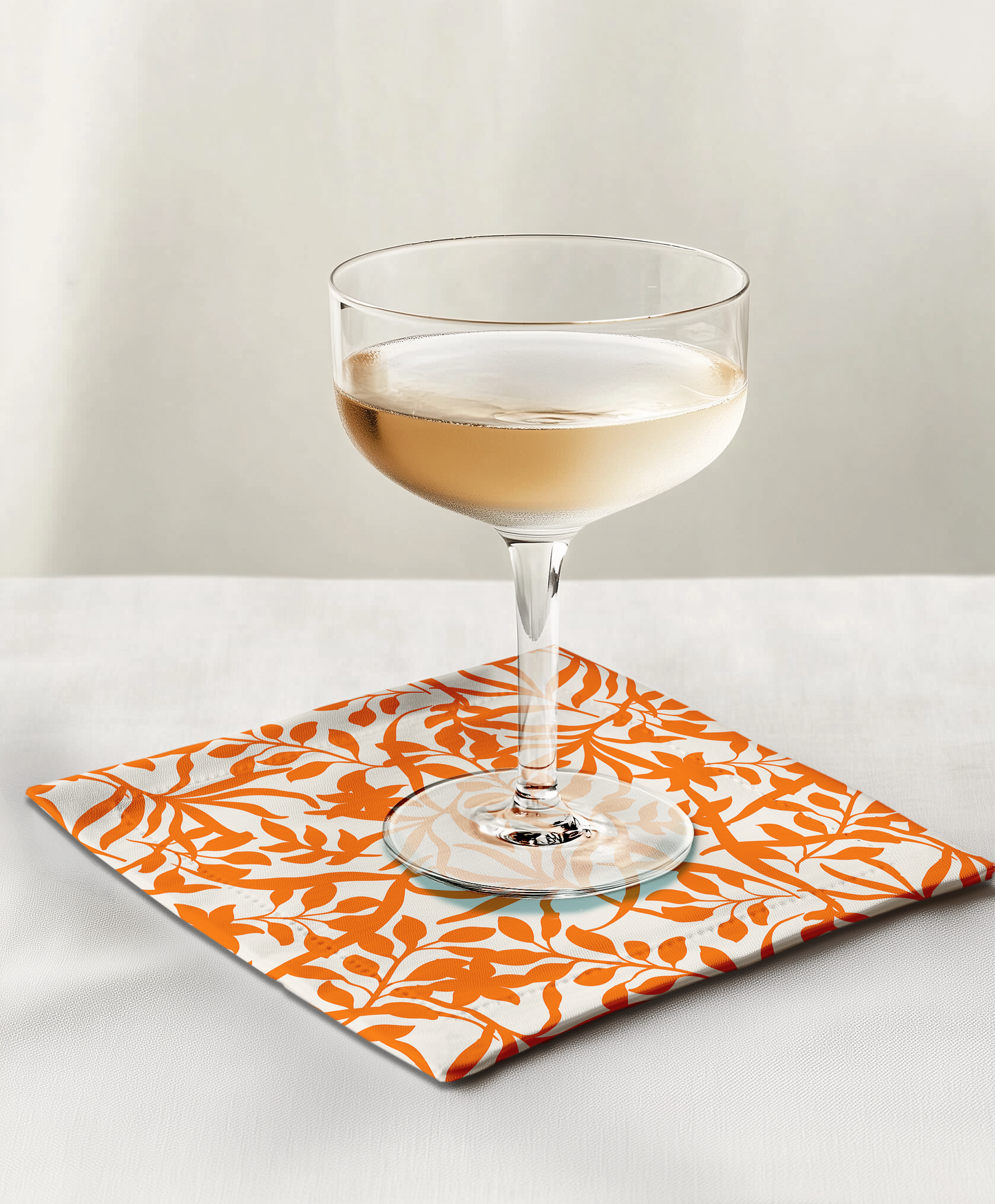 Figi Floral Cocktail Napkin in Orange in Linen - 45%