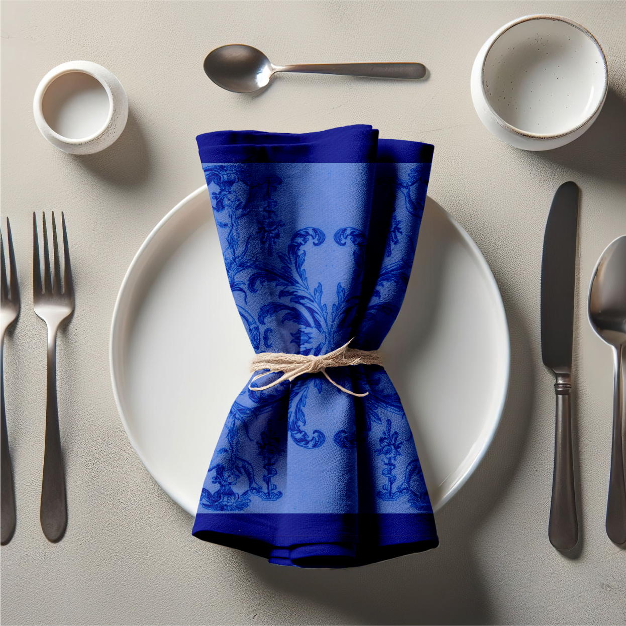 Sea Maiden Toile Napkin in Sapphire Blue