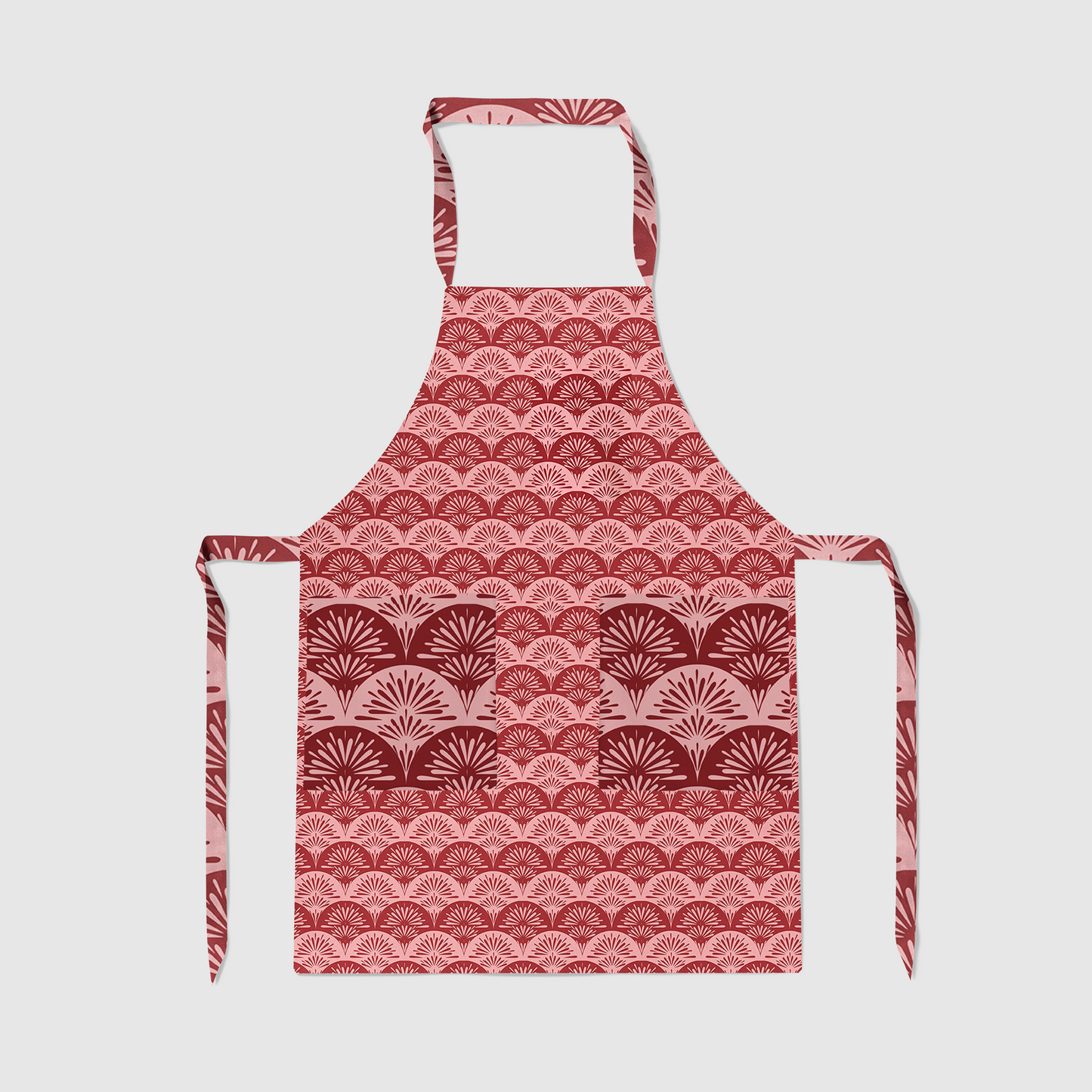 Heritage Full Chef Apron in Red & Pink in Mid Weight Cotton Twill