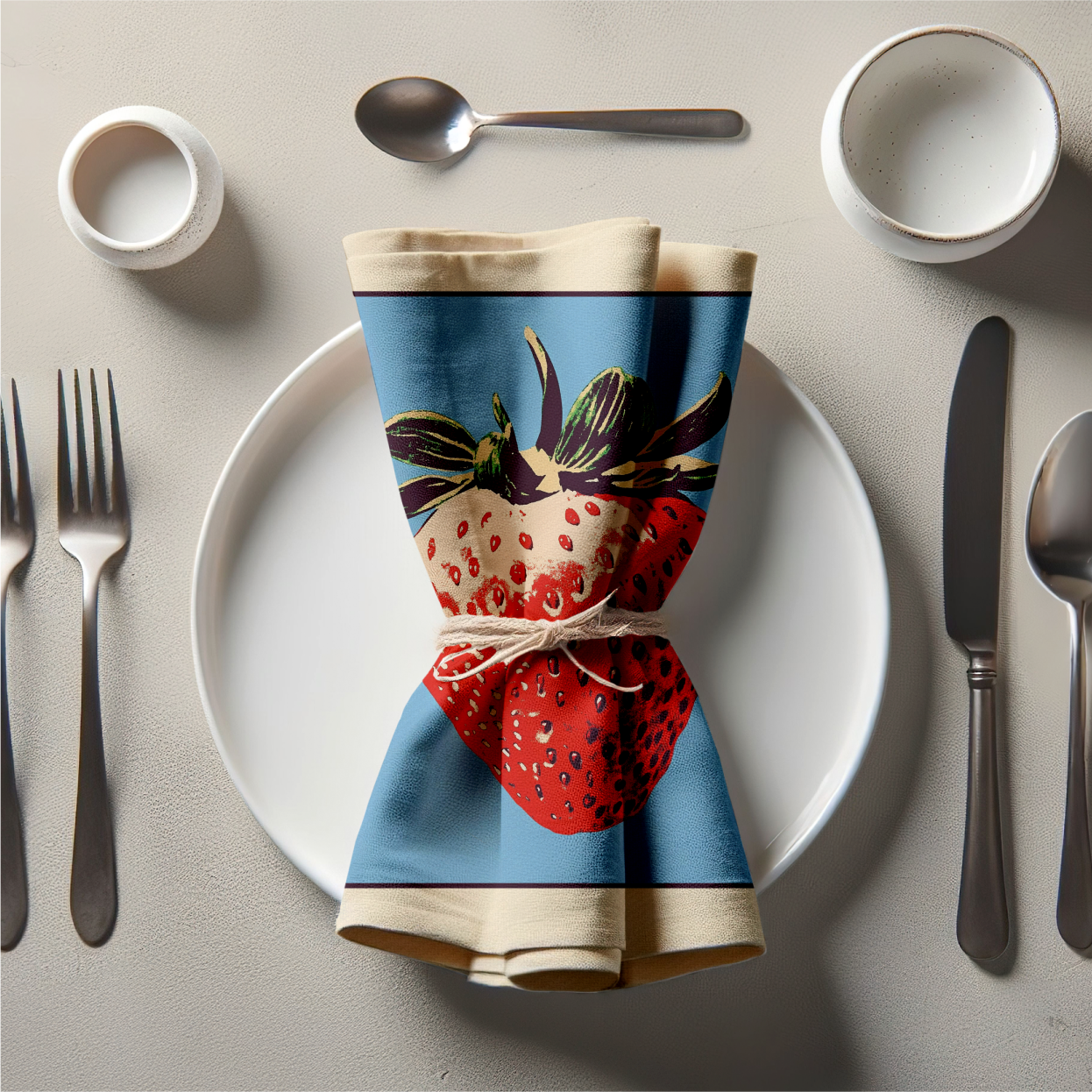 Spring Strawberry Napkin in Cream