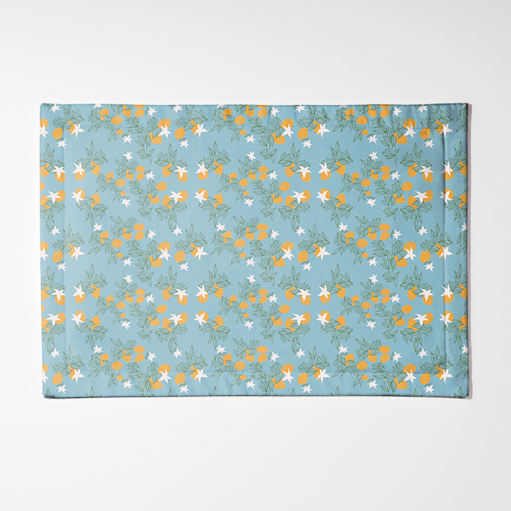 Lemon Flower Placemat in Light Blue