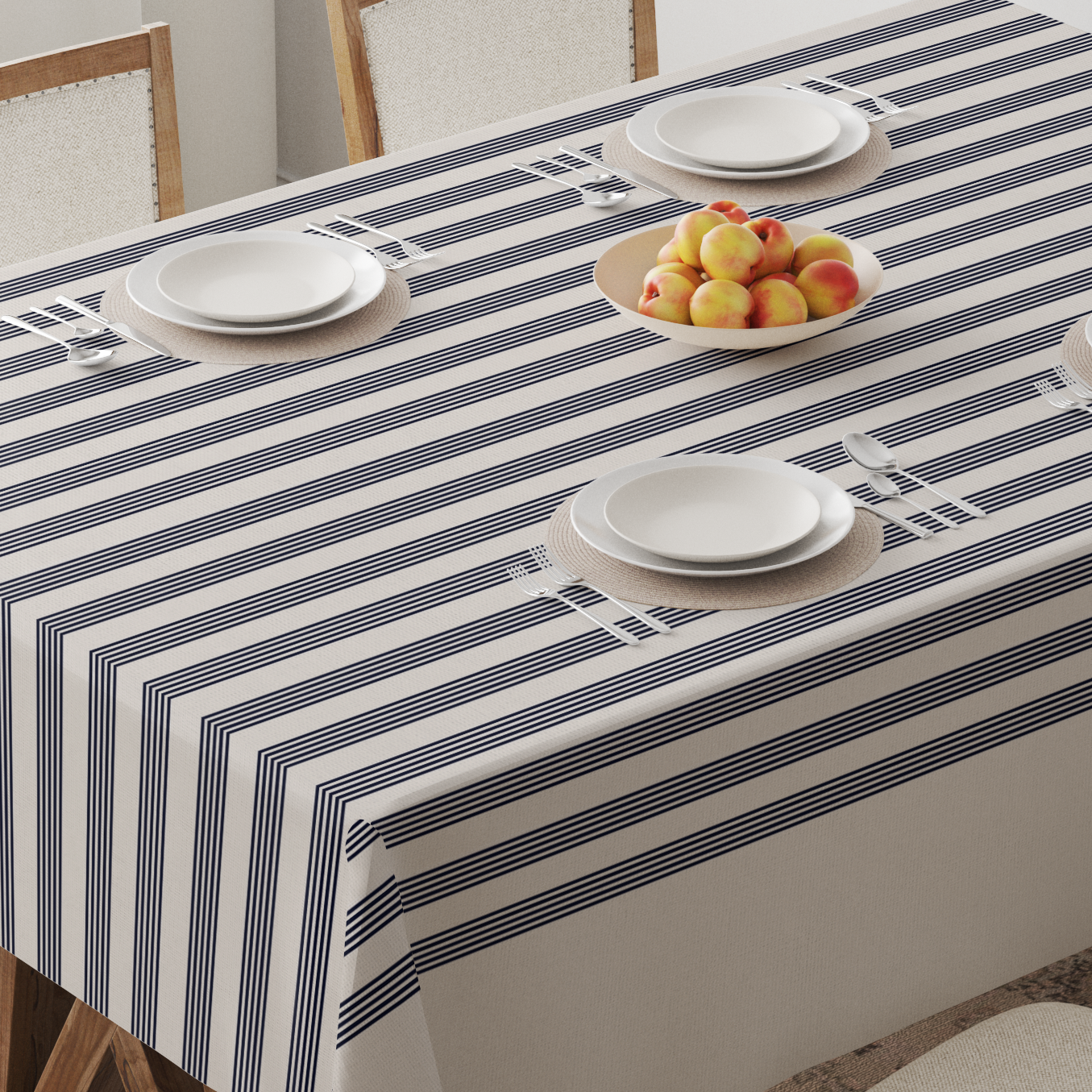 Retro Stripe Tablecloth - Linen