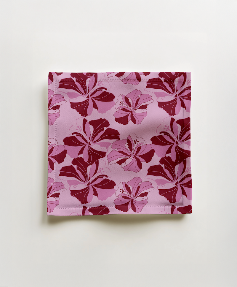 Tropical Cayena Cocktail Napkin in Light Pink Lightweight Linen