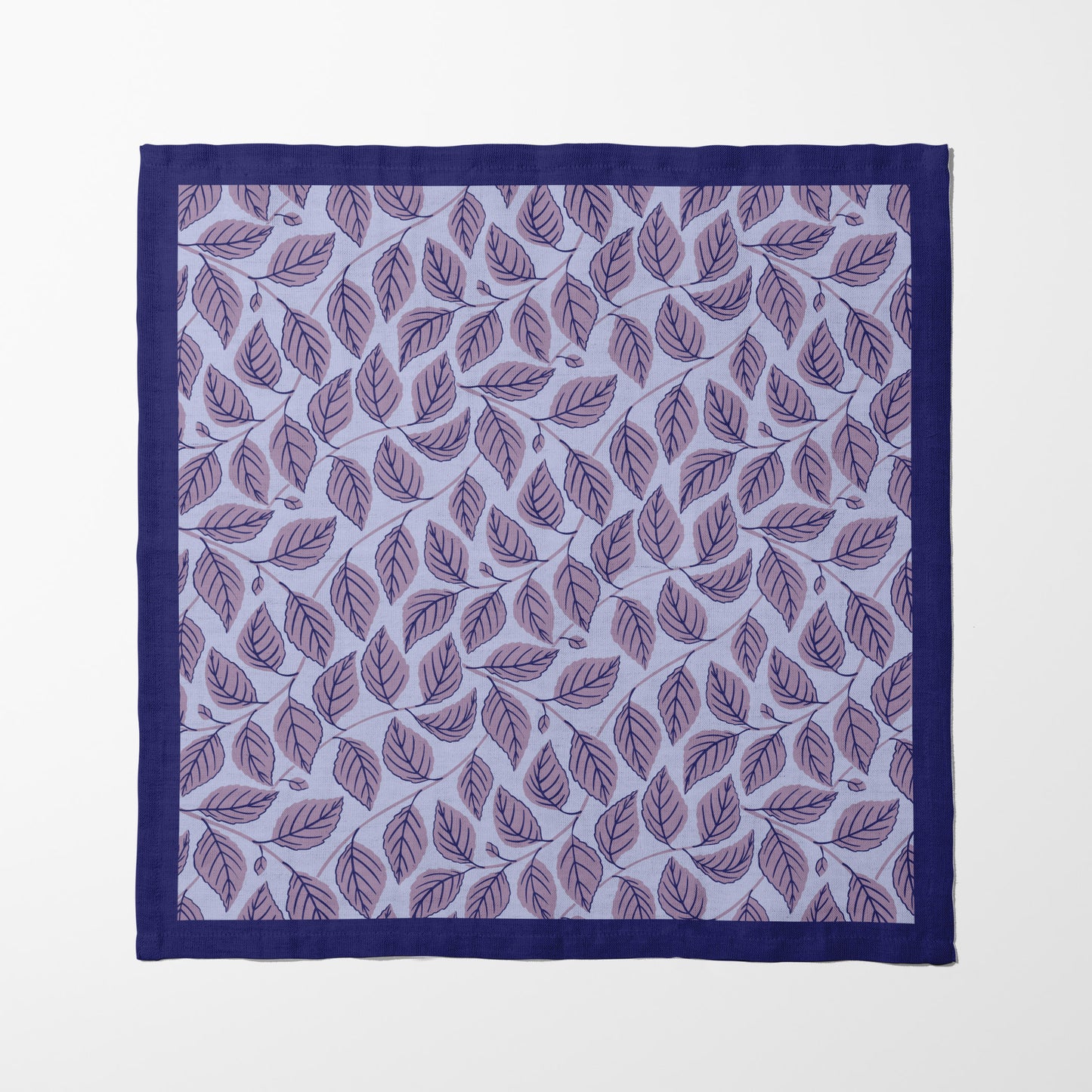 Bowing Birch Leaves in Purple Napkin in Lightweight Linen