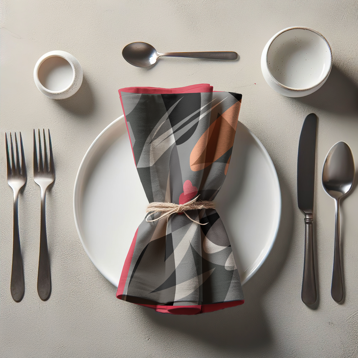 Gray with Layers Napkin in Red