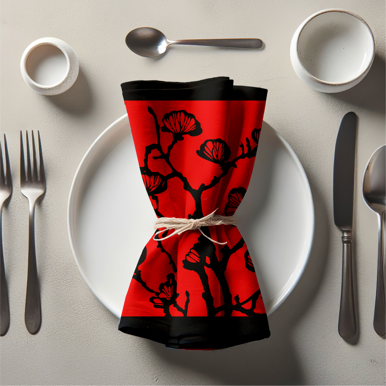Nature's Calligraphy Napkin in Plunge