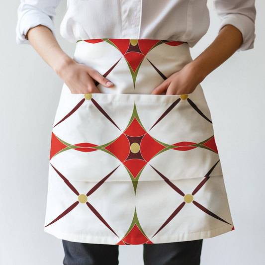 Holiday Abstract Half Apron in Red
