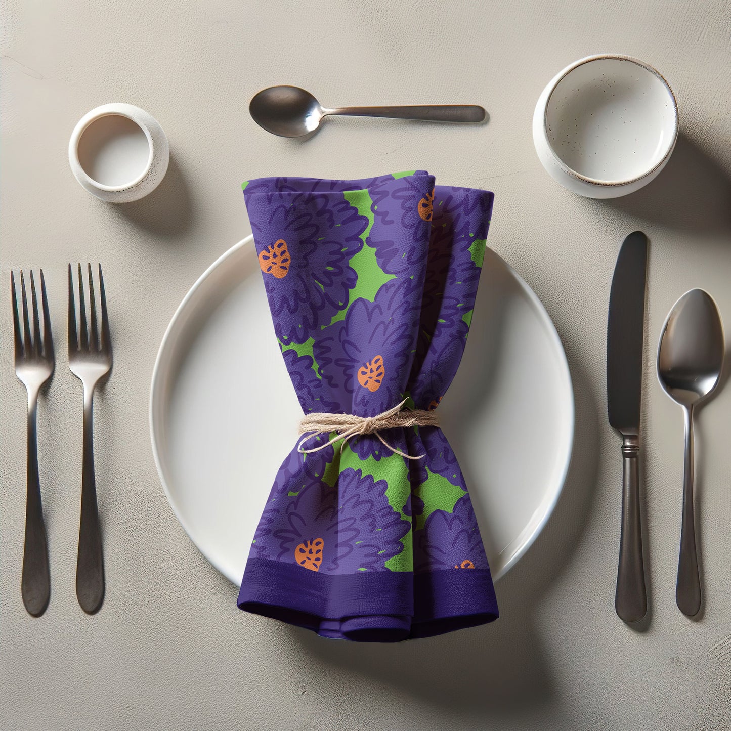 Flower Power - Modern Graphic Floral in Grape Purple and Vivid Lime Green