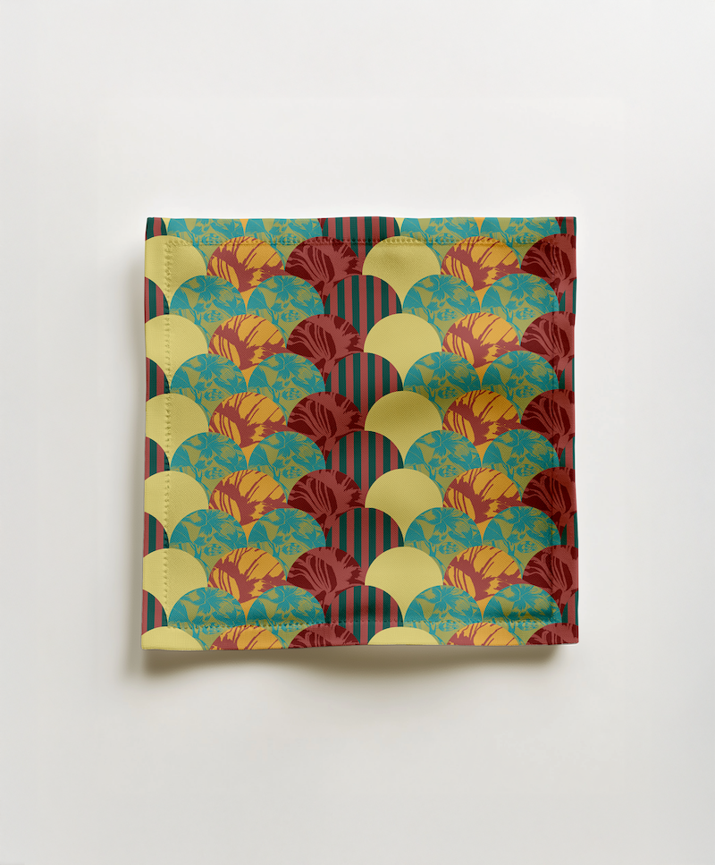 Quisqueya Hues Cocktail Napkin in Organic Cotton Voile