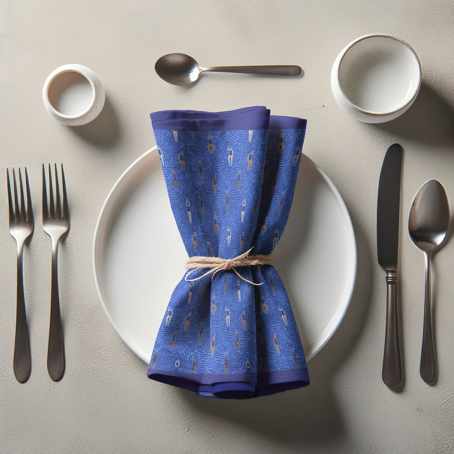 Swimmers in Summer in Blue Napkin in Lightweight Linen
