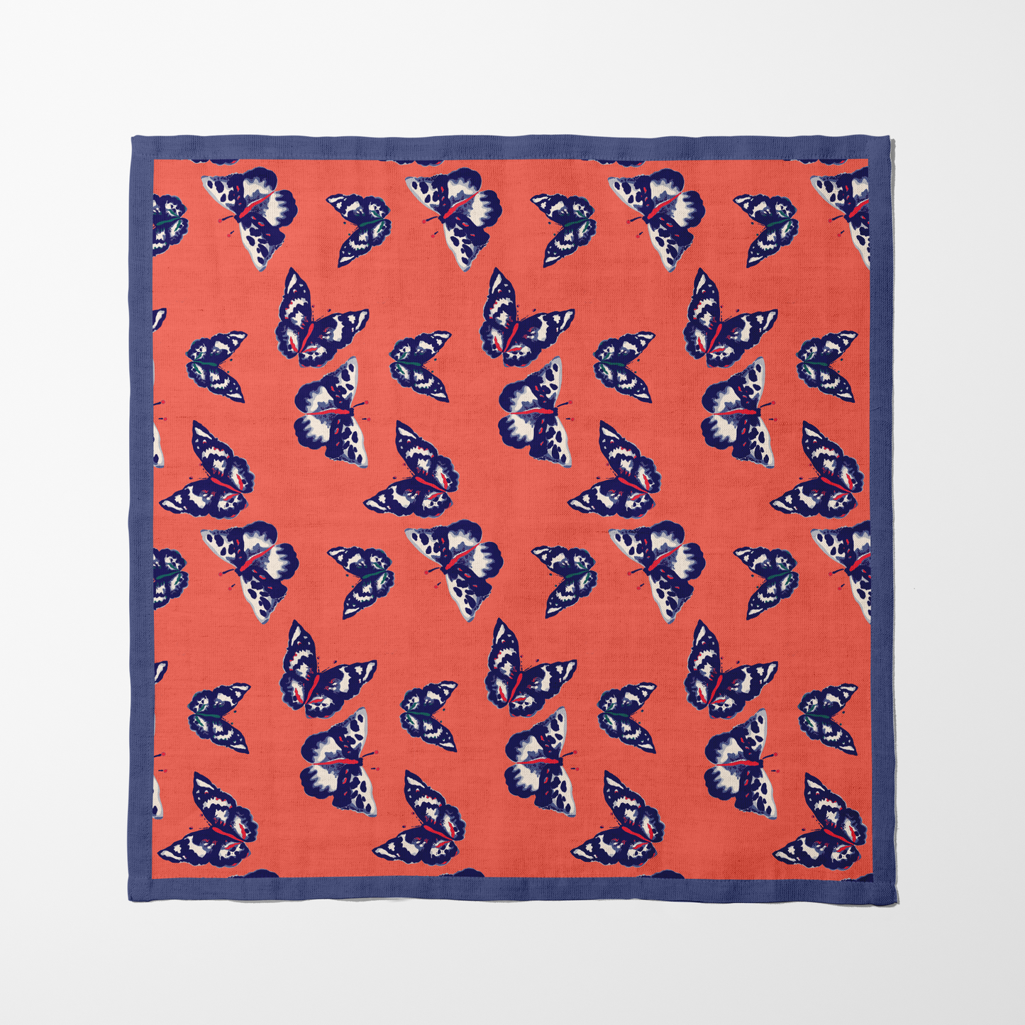 Coral Butterflies Napkin in Lightweight Linen