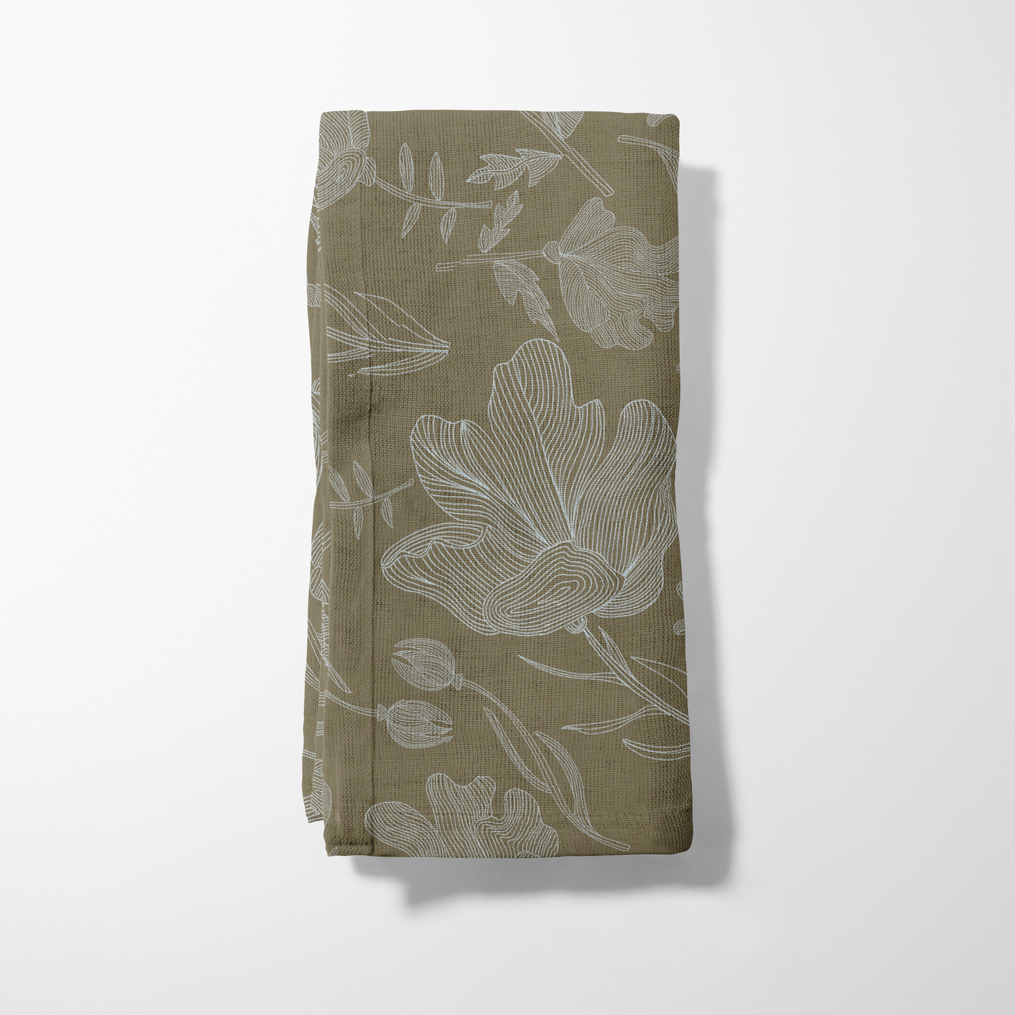 Summer Flowers Napkin in Olive Green