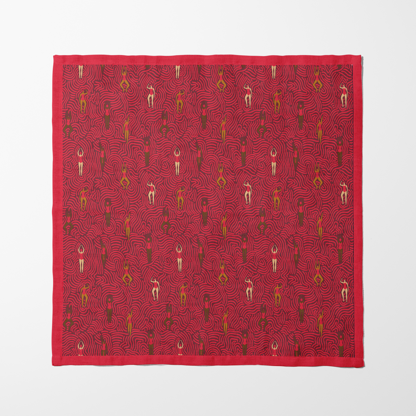 Swimmers in Summer in Poppy Napkin in Organic Cotton Voile