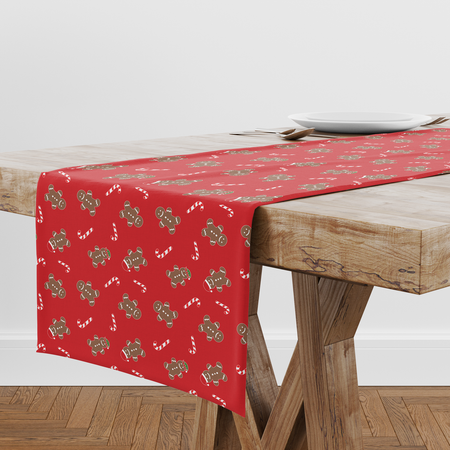 Gingerbread Dudes Table Runner in Red