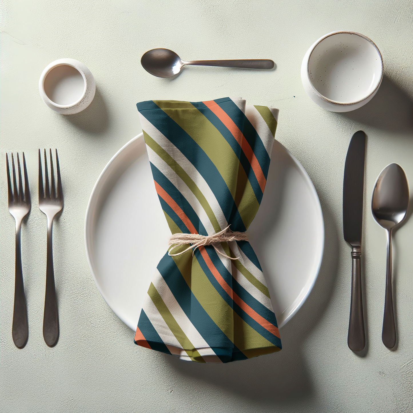 Stripe Parade Napkin in Navy Green
