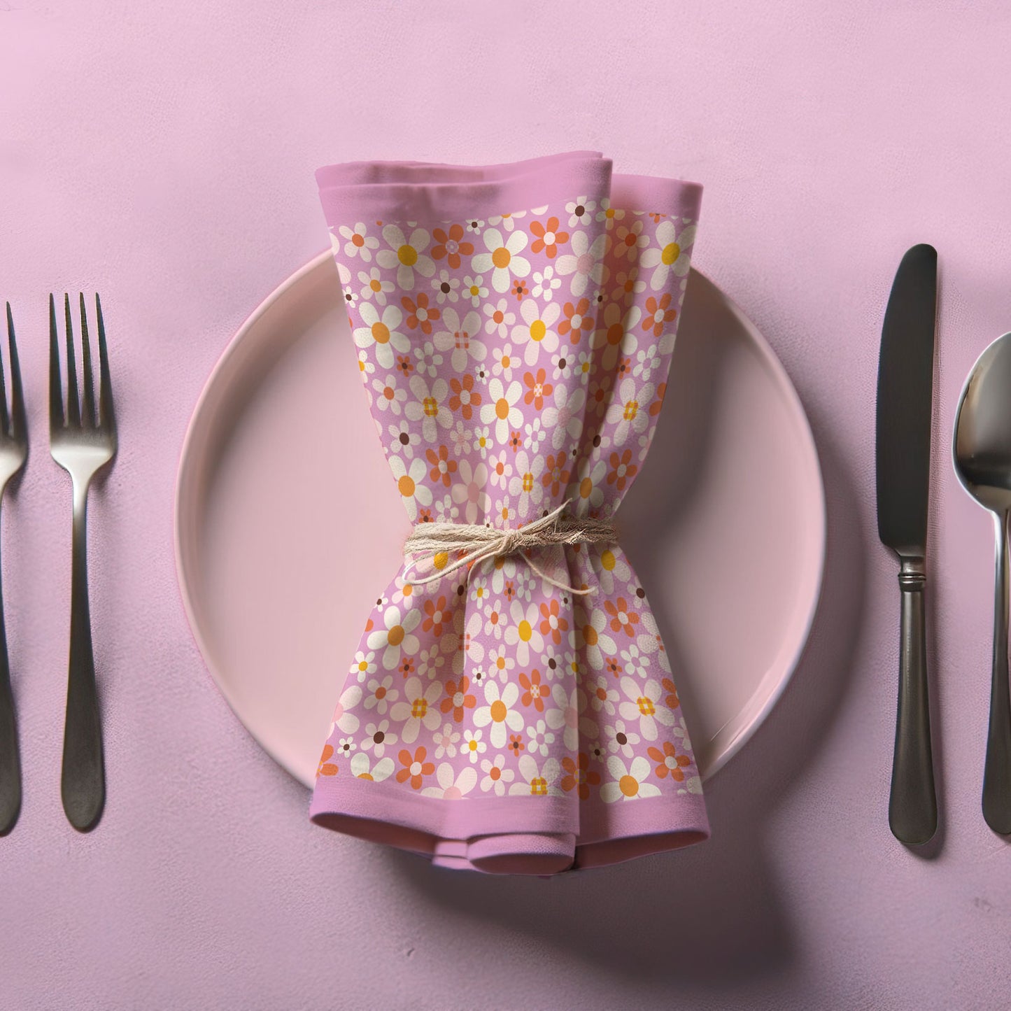 Retro Flowers - Organic Cotton Voile