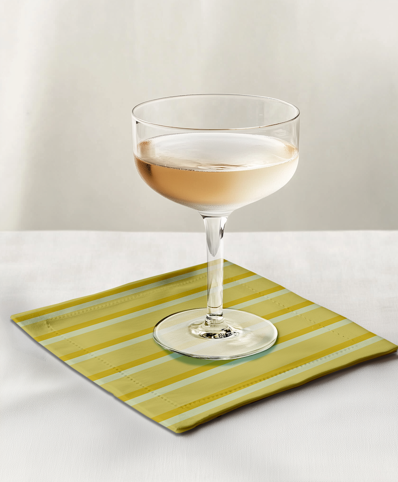Candy Stripes Cocktail Napkin in Yellow in Organic Cotton Voile