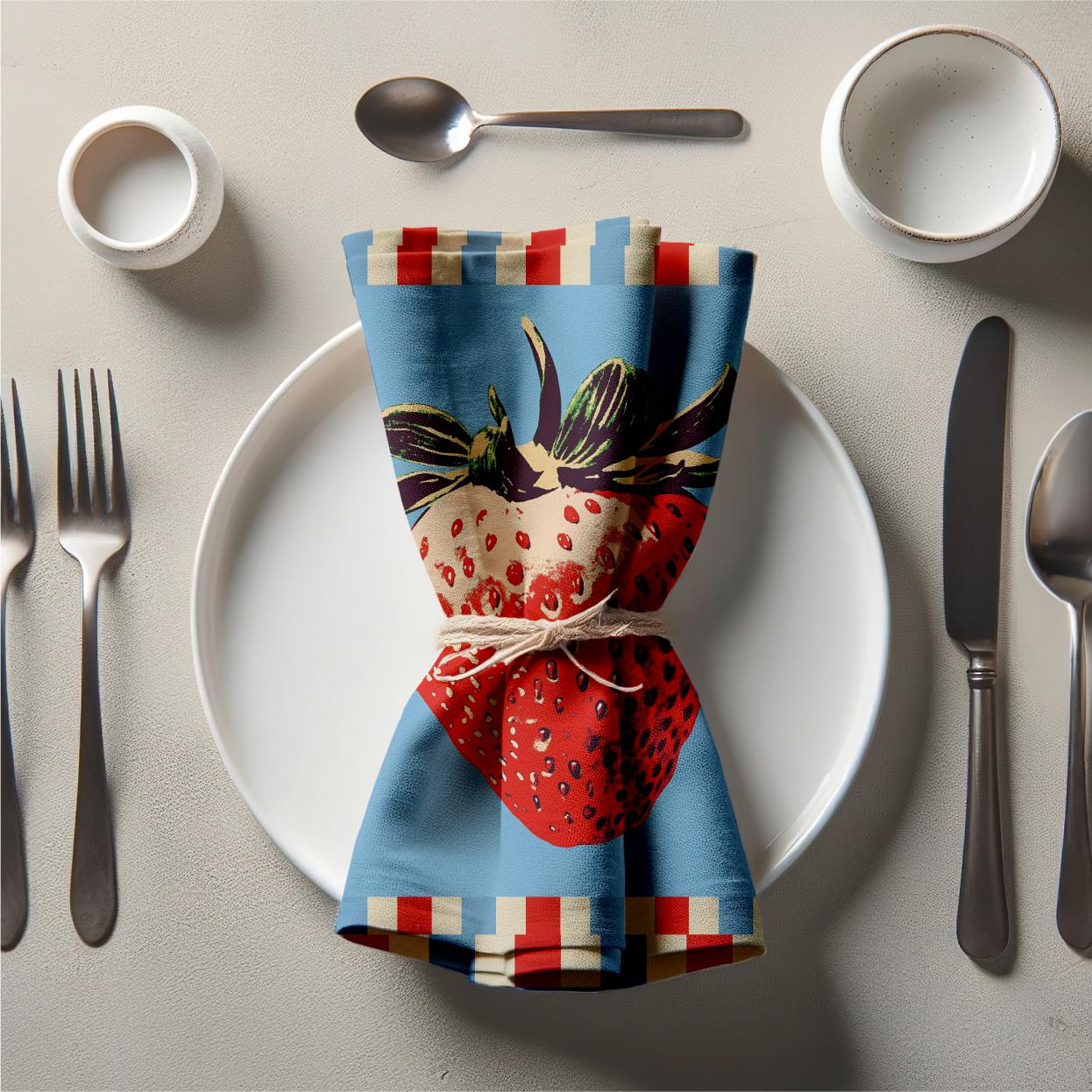 Spring Strawberry Napkin in Picnic