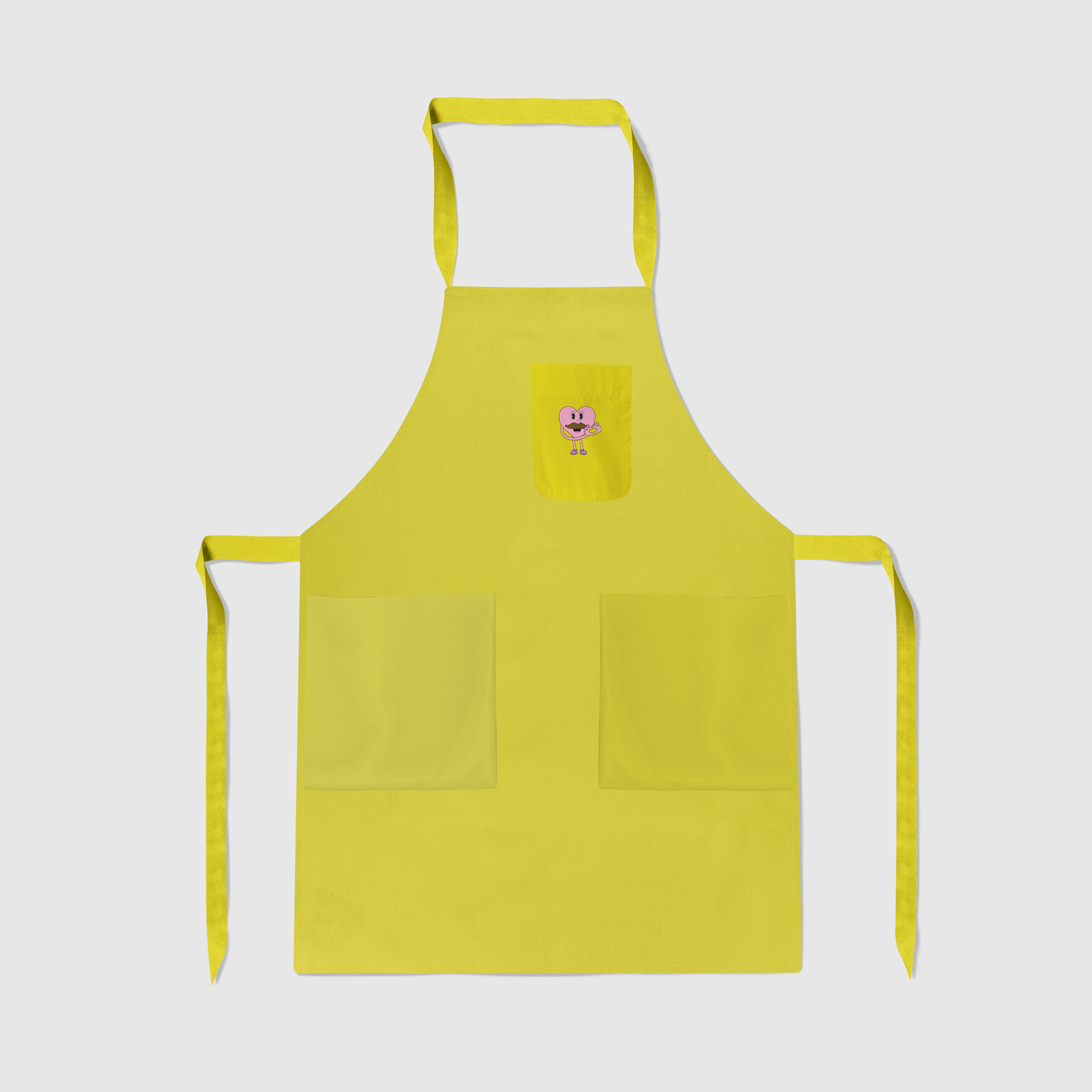 Mustache Heart with Laughter Yellow Apron
