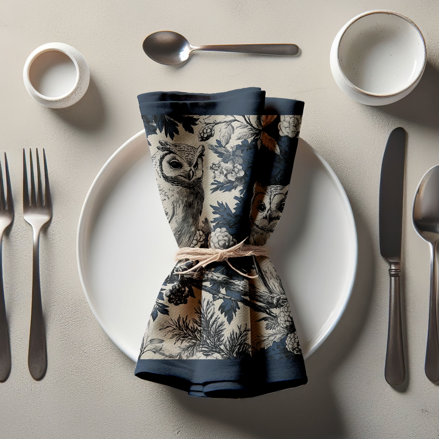 Woodland Perch Napkin in Naval