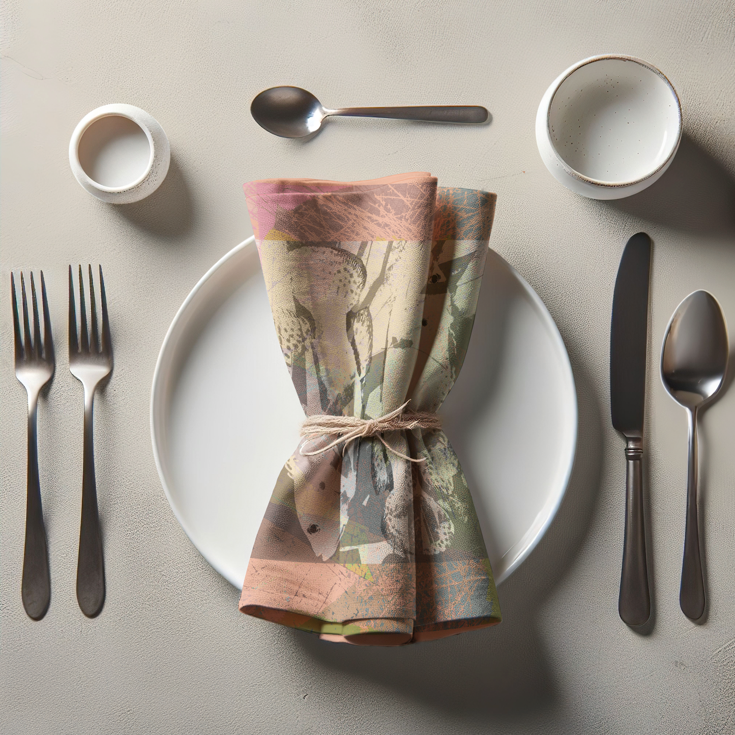 Two Fish Peach Napkin in Lightweight Linen