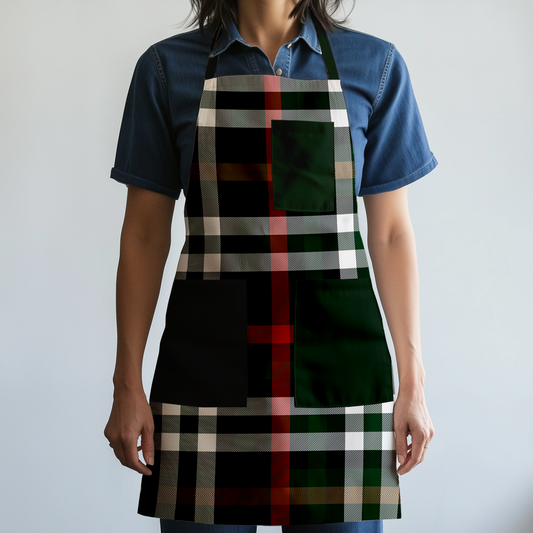 The Ceremony Plaid Full Chef Apron in Mid Weight Cotton Twill