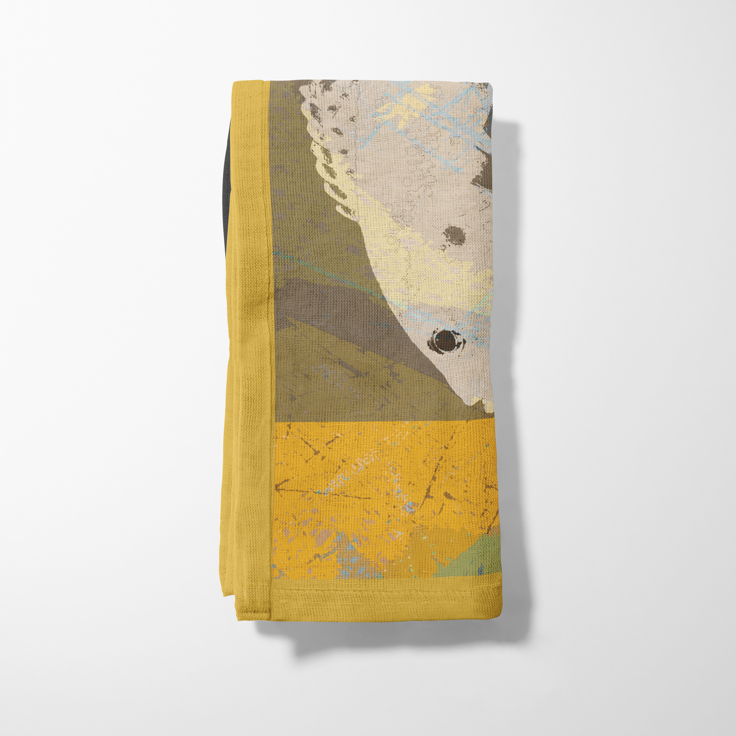 Two Fish Yellow Napkin in Lightweight Linen