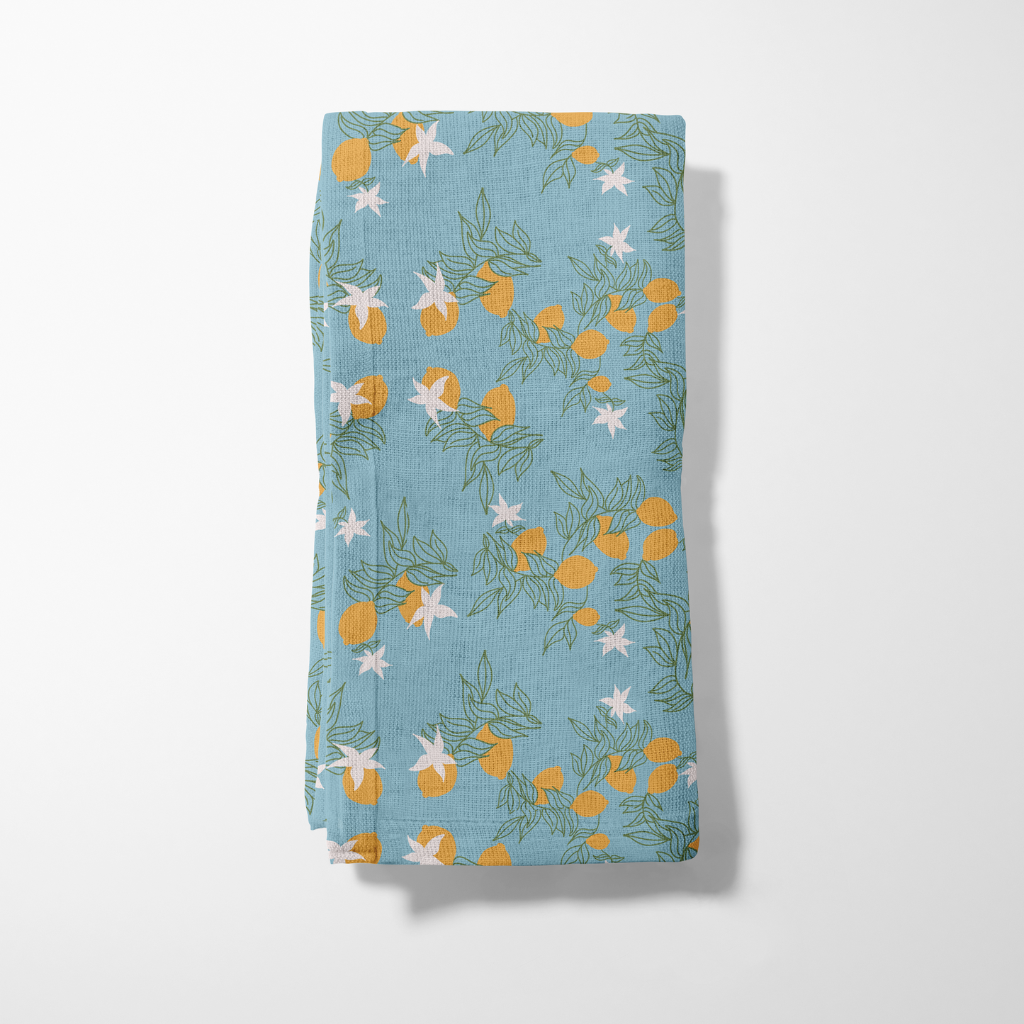 Lemon Flower Napkin in Light Blue