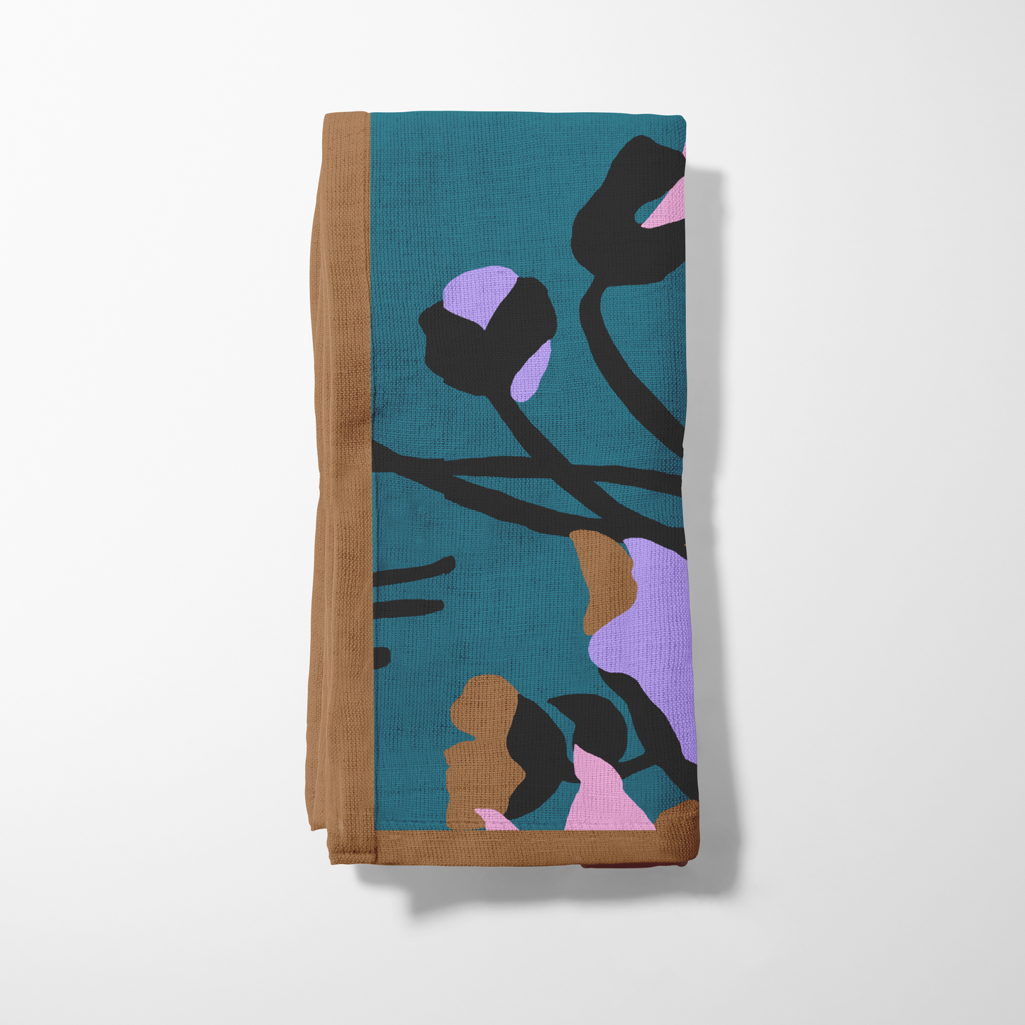 Dini's Teal Floral Napkin in Lightweight Linen