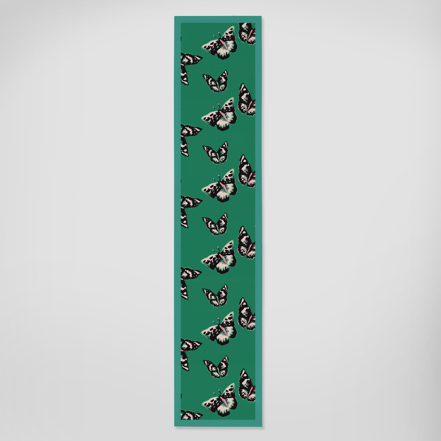 Sweet Green Butterflies Runner - Linen in Lightweight Linen