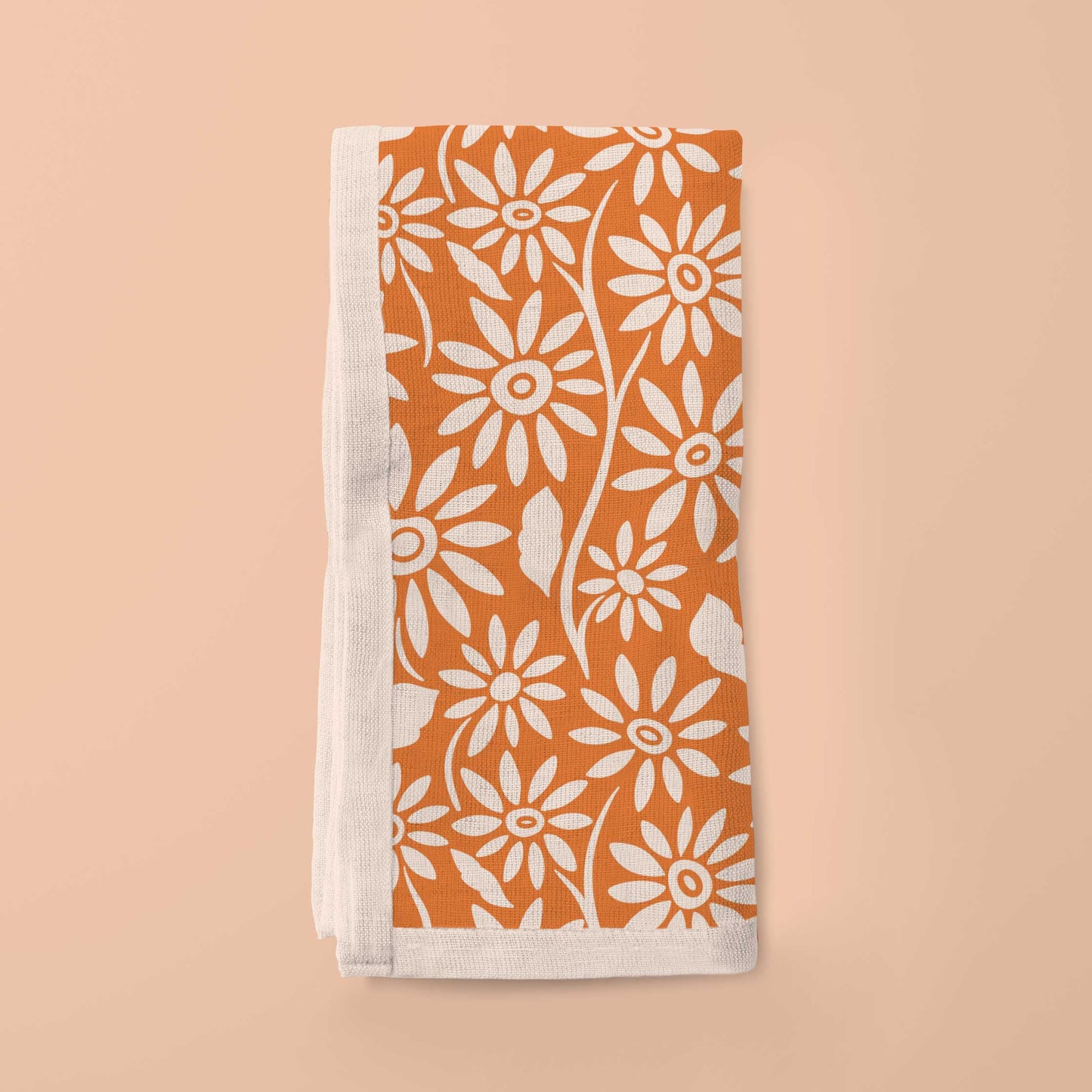 Blanket of Flowers Napkin in Orange in Lightweight Linen