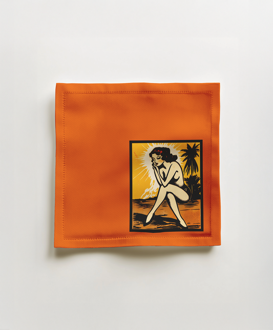Matchbook Muse Cocktail Napkin in Susan Sunset