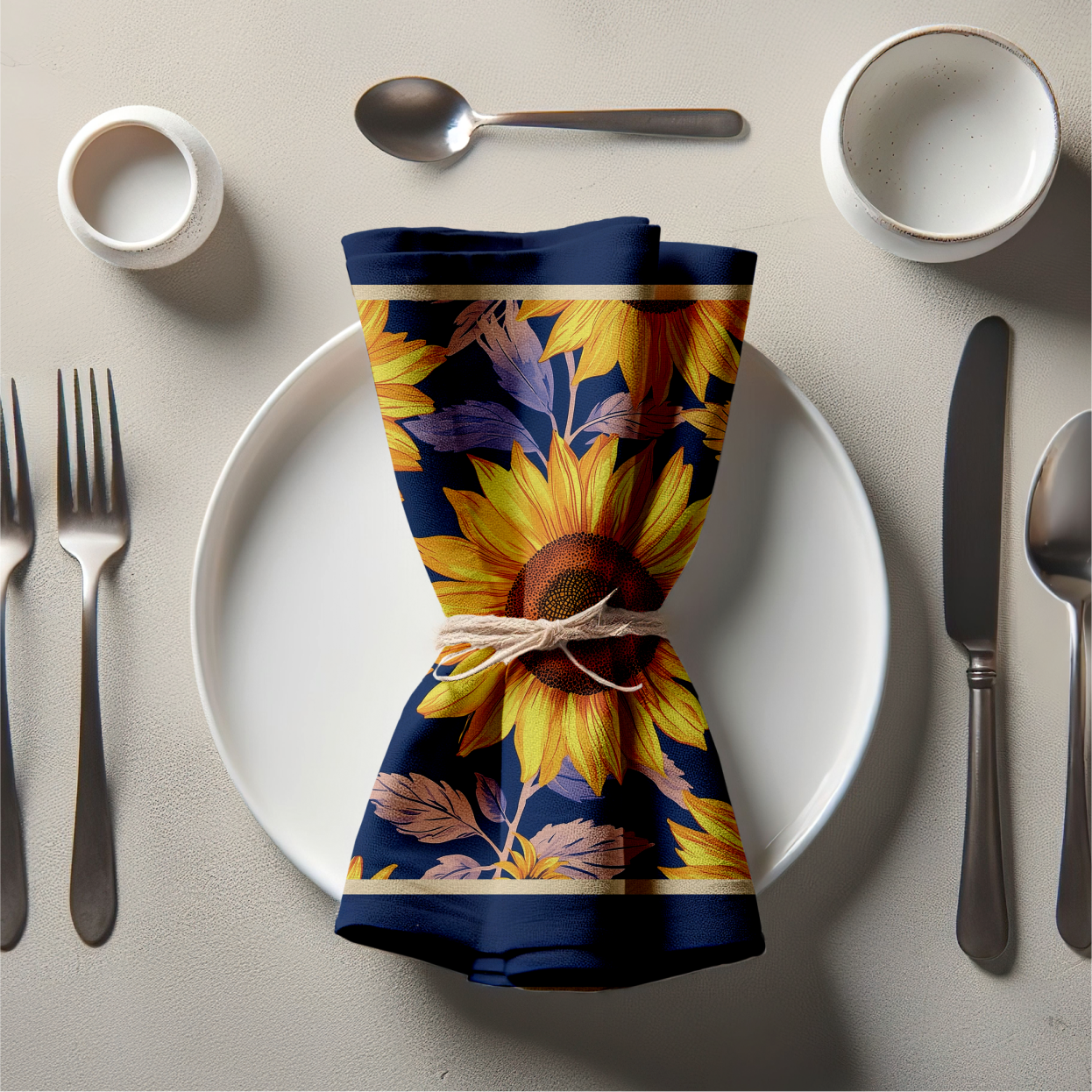 Sunflower Napkin in Navy