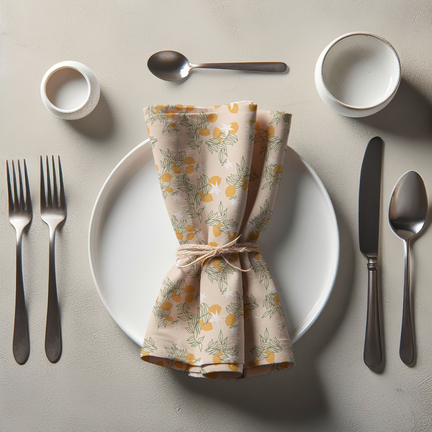 Lemon Flower Napkin in Light Beige