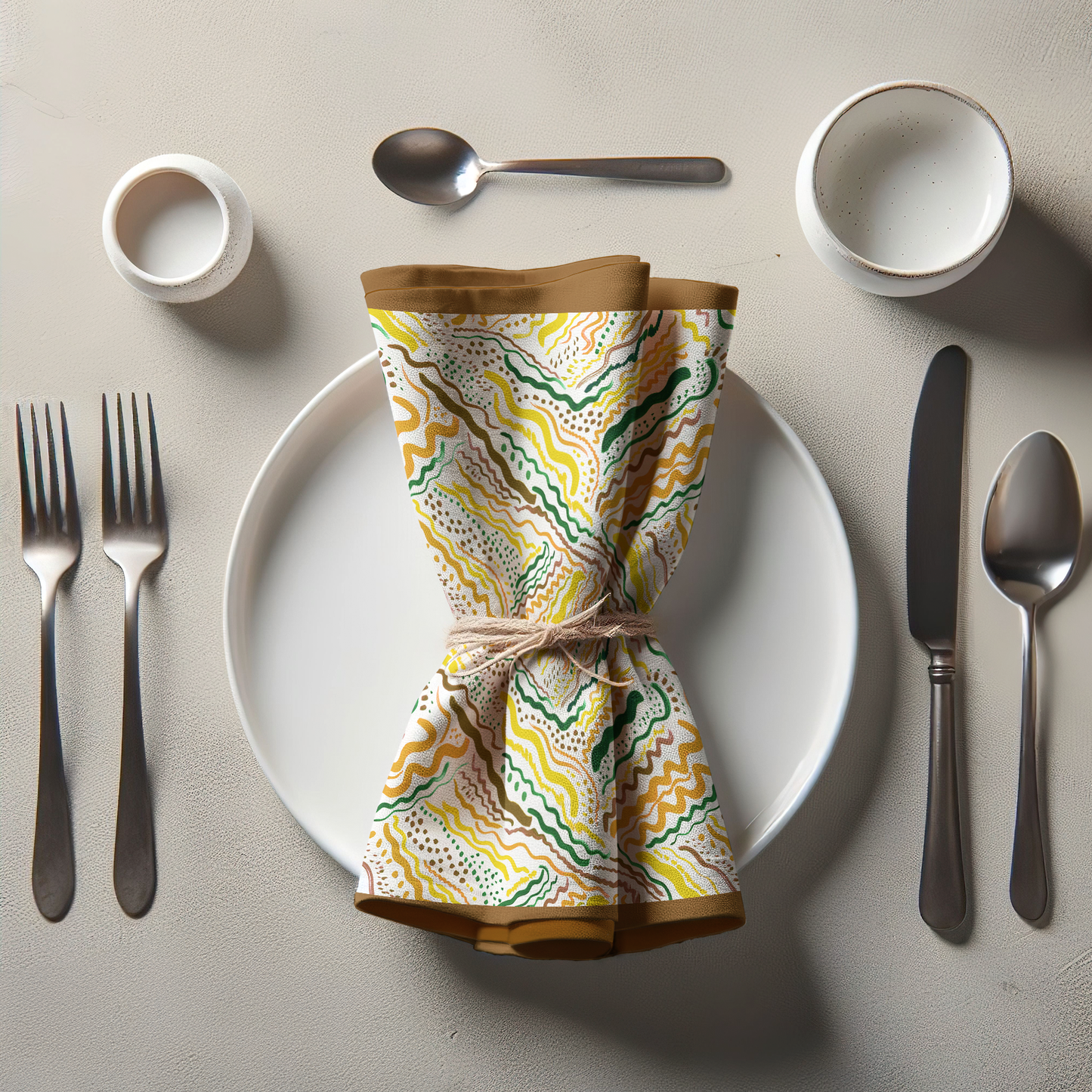 Lemon Corkscrew Napkin in Organic Cotton Voile