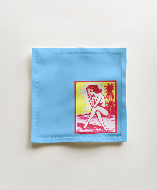 Matchbook Muse Cocktail Napkin in Barbara Blue