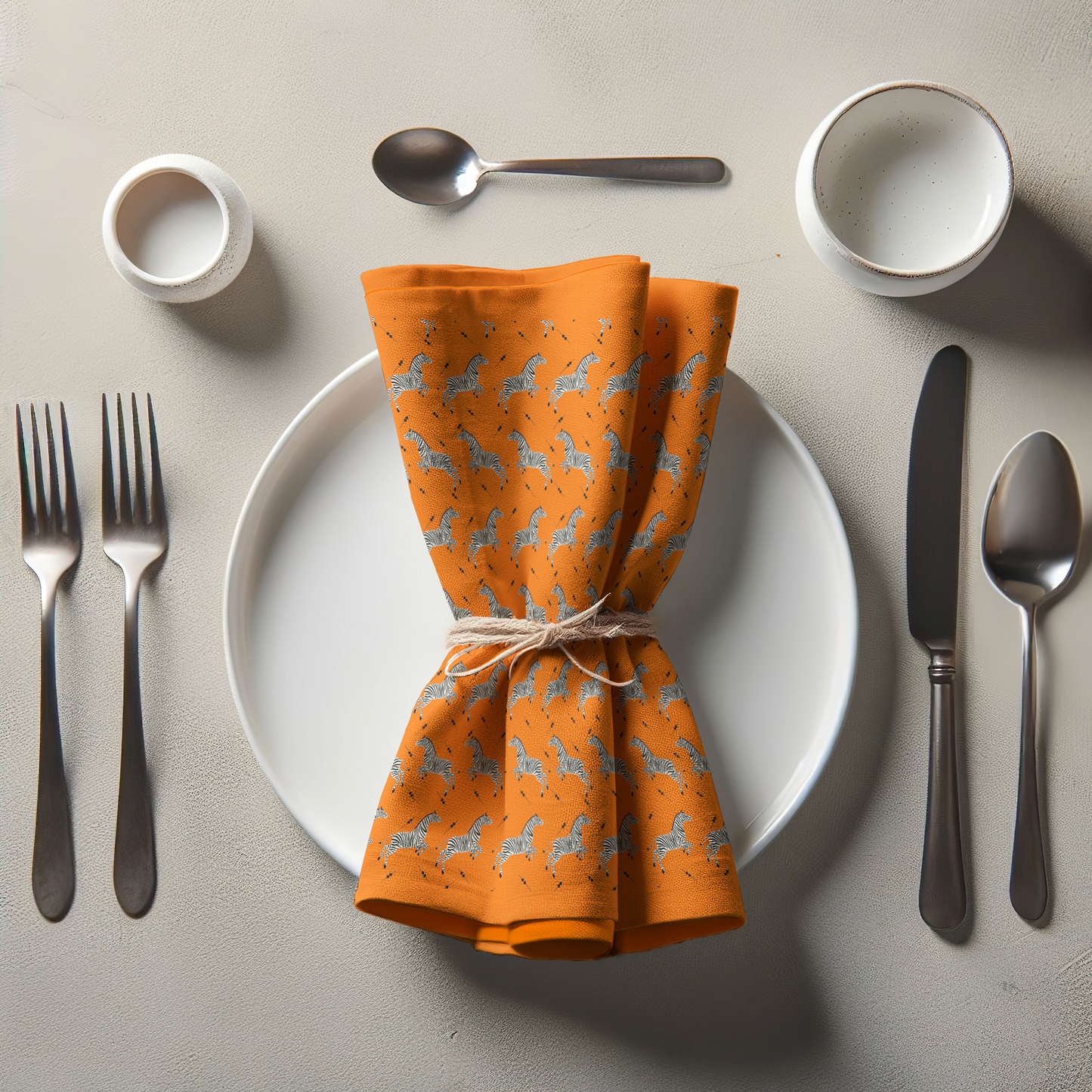 Leaping Zebras Napkin in Burnt Orange in Organic Cotton Voile