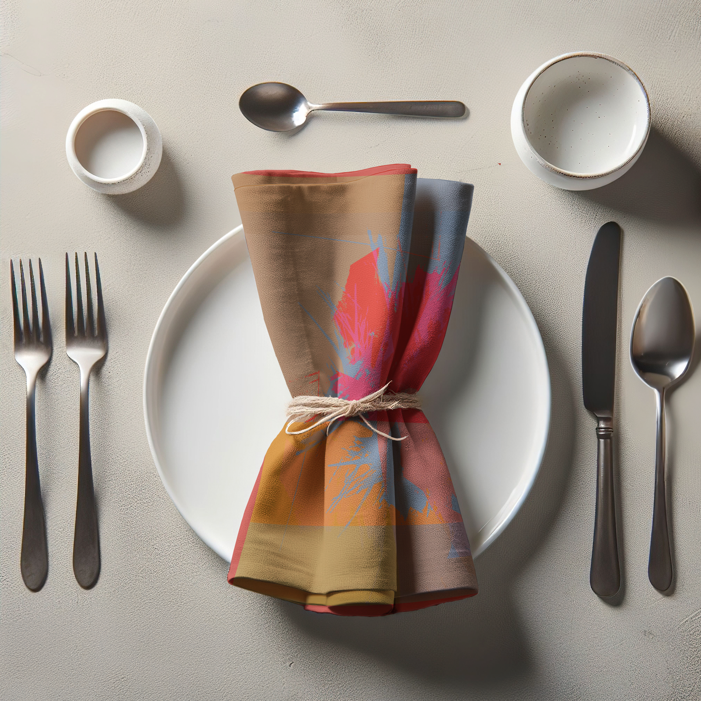 Flower Burst Napkin in Red in Lightweight Linen