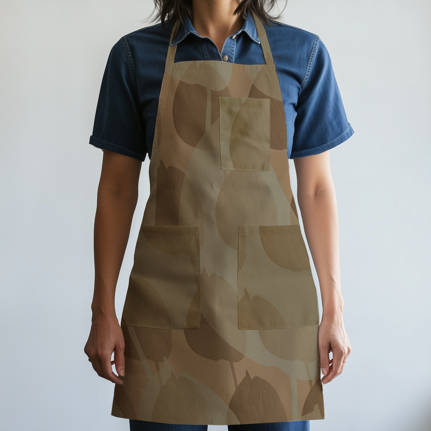 Whispering Anthurium Full Chef Apron in Mid Weight Cotton Twill