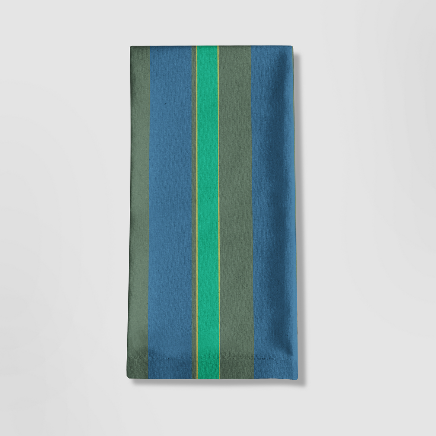Candy Stripes Tea Towel in Green in Mid Weight Cotton Twill