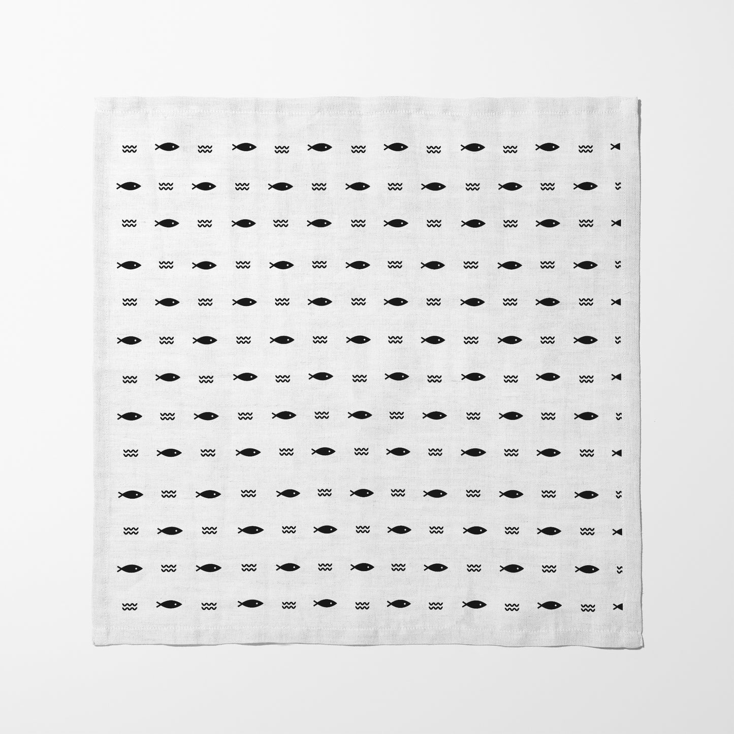 Fish and Waves Napkin in Black