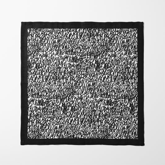 Manuscript-Modern Abstract Contemporary Black and White Napkin