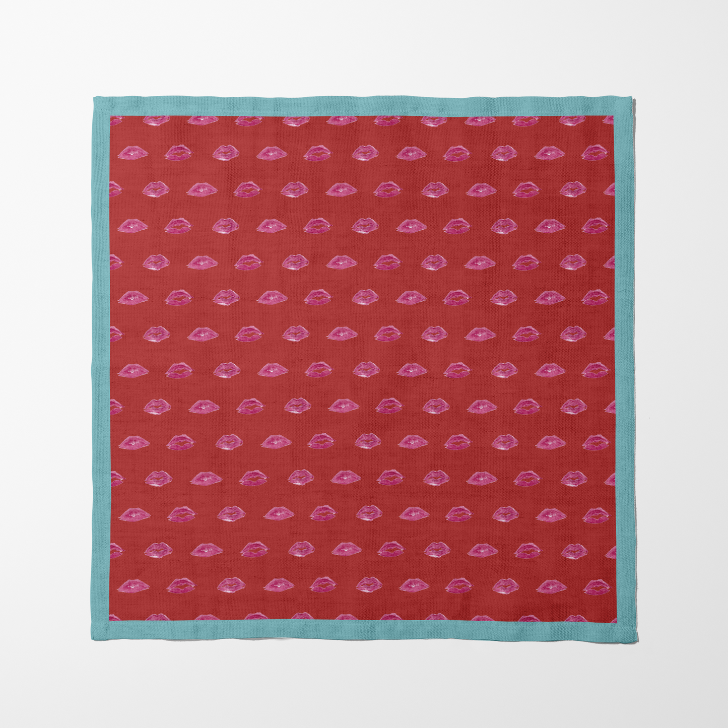 Zebra Red Smooch Napkin with Aqua Border