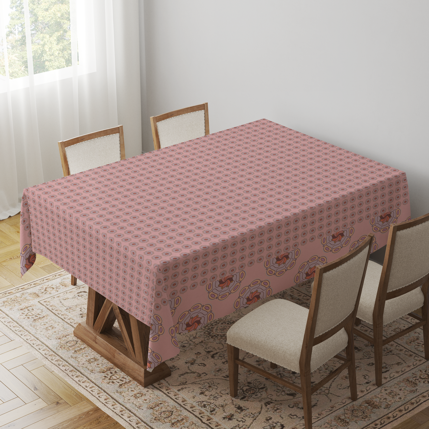 Tablecloth in Doodle Medallion in Lightweight Linen