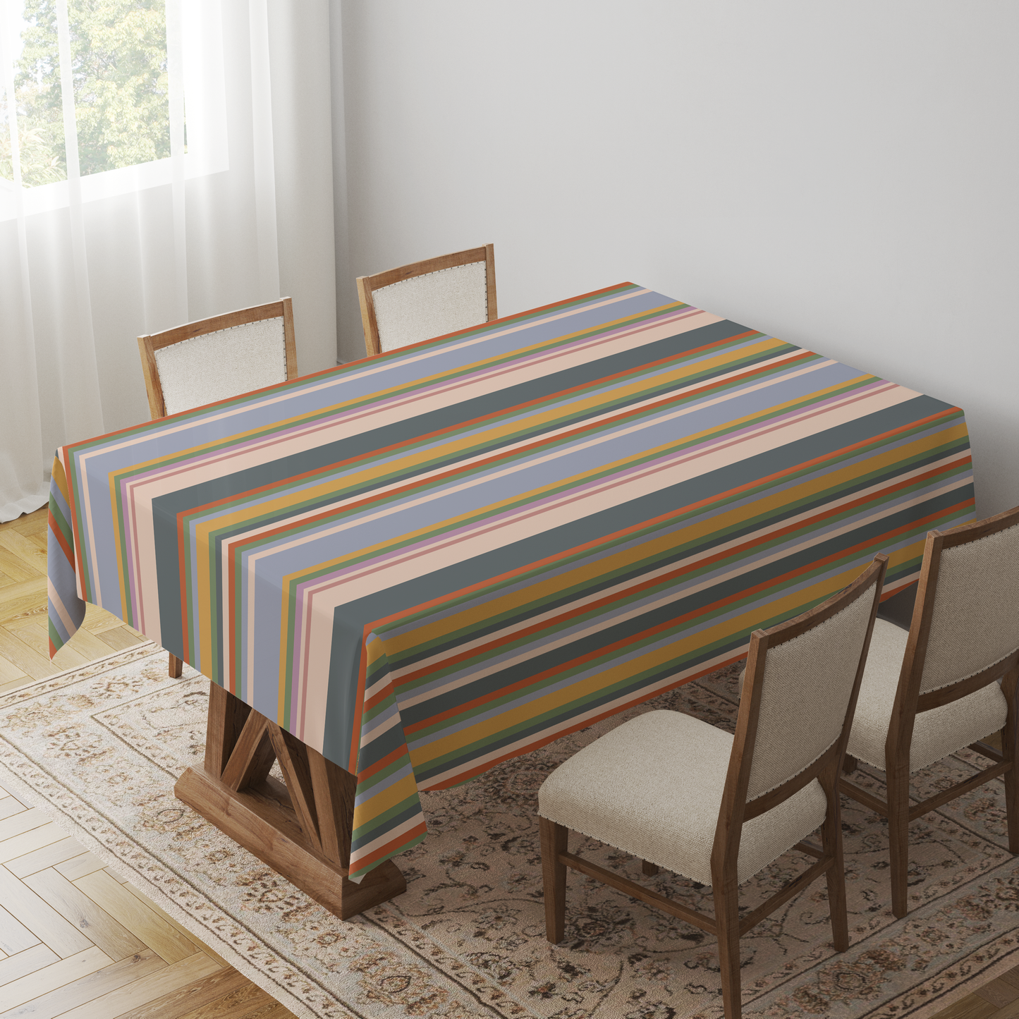 Tablecloth in Sweet Stripes in Mid Cotton Twill