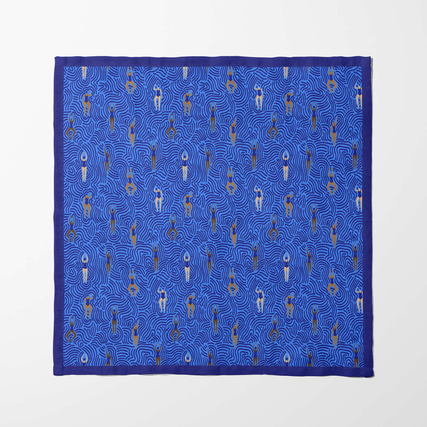 Swimmers in Summer in Blue Napkin in Lightweight Linen