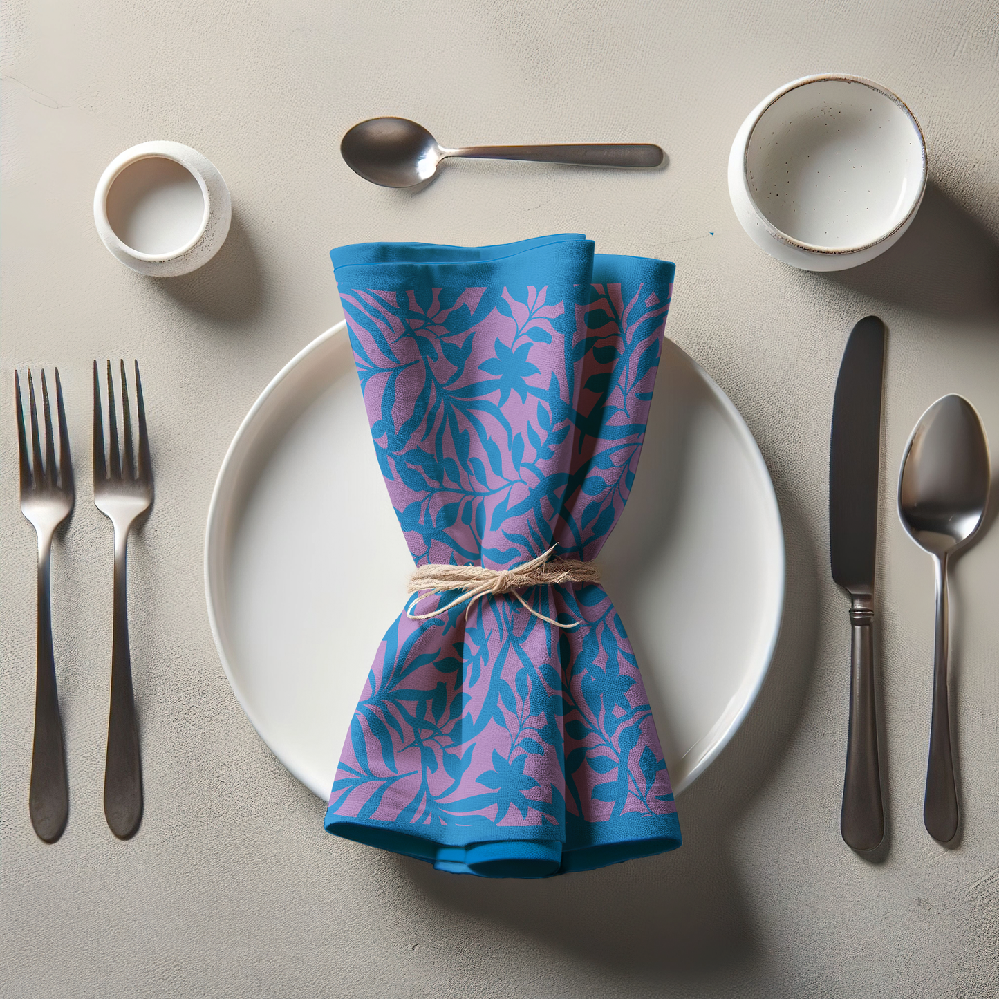 Figi Floral Napkin in Cerulean Mauve - Lightweight Linen
