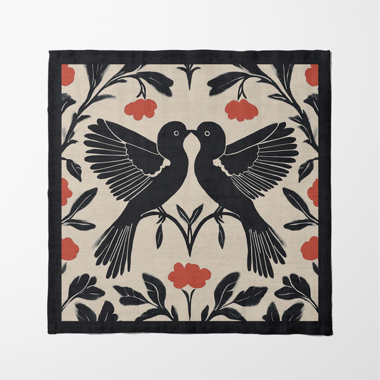 Love Birds Napkin in Liquorice