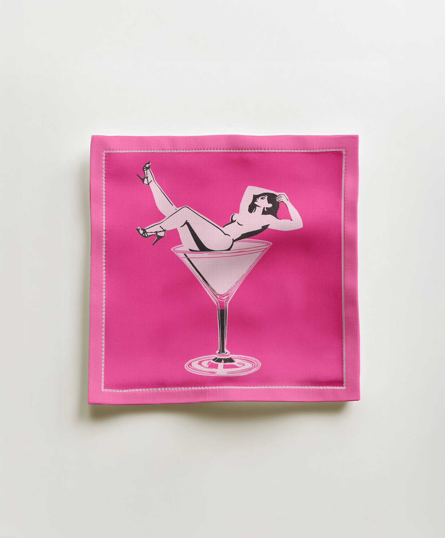 Cheers Darling Cocktail Napkin in Cosmo - Lightweight Linen