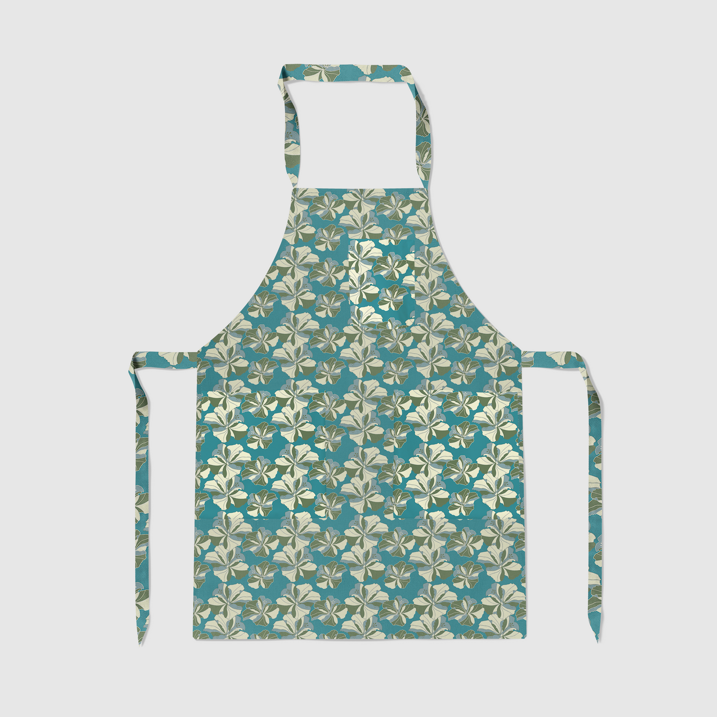 Tropical Cayena Full Chef Apron in Blue & Light Yellow